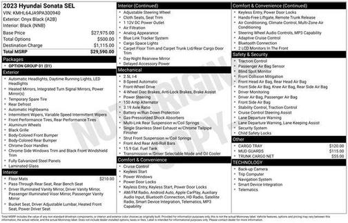 Onyx Black 2023 Hyundai SONATA SEL