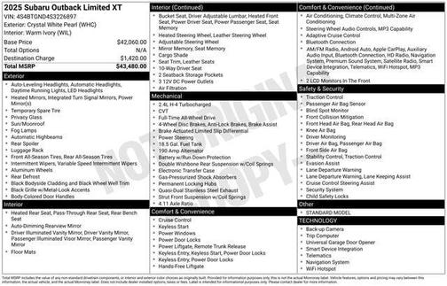 2025 Subaru Outback Limited XT