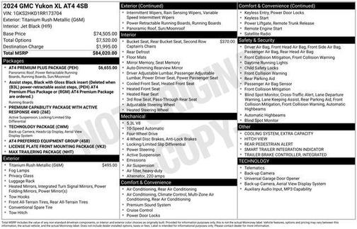 Titanium Rush Metallic 2024 GMC Yukon XL AT4