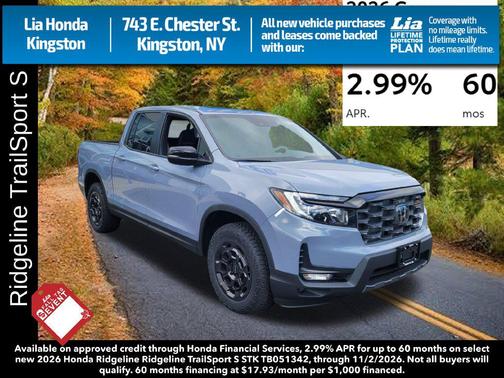Sonic Gray Pearl 2026 Honda Ridgeline TrailSport+