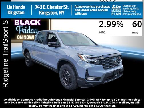 Sonic Gray Pearl 2026 Honda Ridgeline TrailSport+