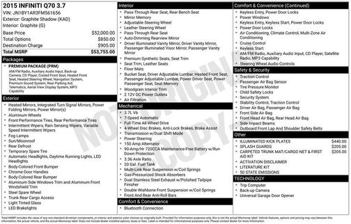 Graphite Shadow 2015 INFINITI Q70 3.7X
