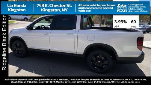Platinum White Pearl 2026 Honda Ridgeline Black