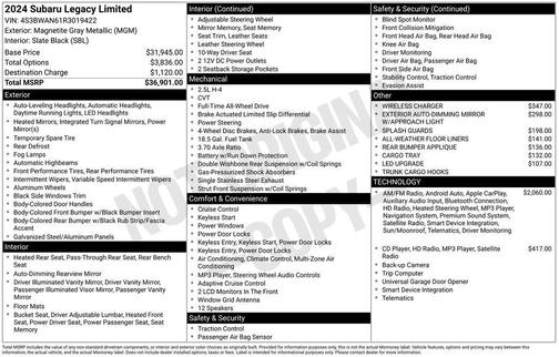 Magnetite Gray Metallic 2024 Subaru Legacy Limited