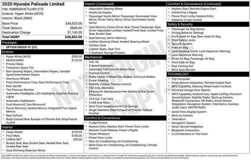 2020 Hyundai PALISADE Limited