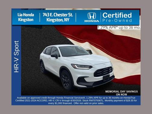 Platinum White Pearl 2024 Honda HR-V AWD Sport