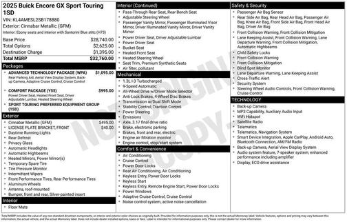 Cinnabar Metallic 2025 Buick Encore GX Sport Touring