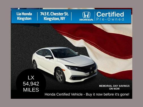 Platinum White Pearl 2019 Honda Civic LX