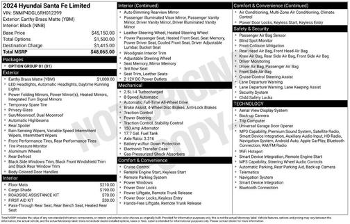 Brass 2024 Hyundai SANTA FE Limited