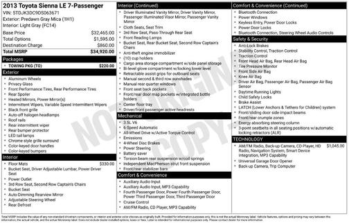 Predawn Gray Mica 2013 Toyota Sienna LE