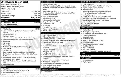 Black Noir Pearl 2017 Hyundai TUCSON Sport