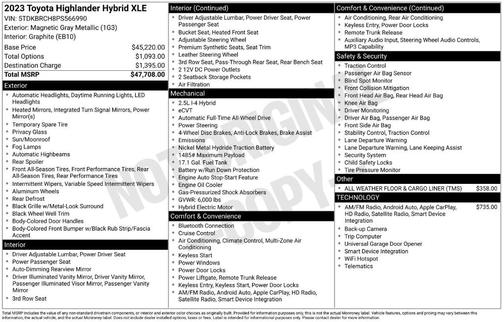 Magnetic Gray Metallic 2023 Toyota Highlander Hybrid XLE