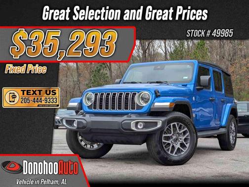 Hydro Blue Pearlcoat 2024 Jeep Wrangler 4-Door Sahara 4x4 SUV
