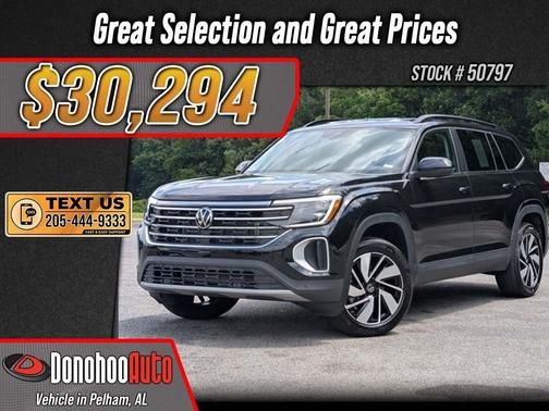 Deep Black Pearl 2025 Volkswagen Atlas 2.0T SE w/Technology