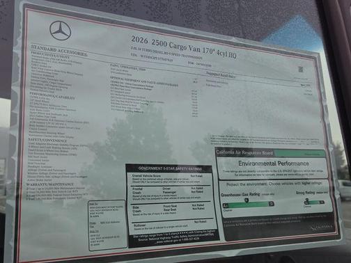Arctic White 2026 Mercedes-Benz Sprinter 2500 Cargo 170 WB