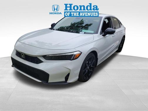 Platinum White Pearl 2025 Honda Civic Hybrid Sport