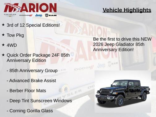 Black Clearcoat 2026 Jeep Gladiator 85th Anniversary Edition