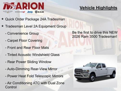 Bright White Clearcoat 2026 RAM 3500 Tradesman Crew Cab 4x4 8' Box