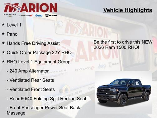 Diamond Black Crystal Pearlcoat 2026 RAM 1500 RHO Crew Cab 4x4 5'7' Box