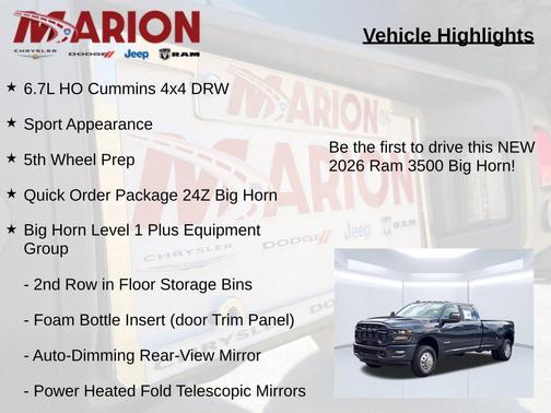 Forged Blue Metallic 2026 RAM 3500 Big Horn Crew Cab 4x4 8' Box