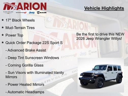 Bright White Clearcoat 2026 Jeep Wrangler Willys