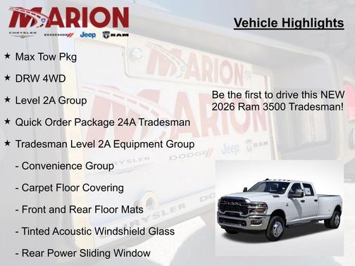 Bright White Clearcoat 2026 RAM 3500 Tradesman Crew Cab 4x4 8' Box
