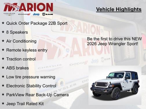 Bright White Clearcoat 2026 Jeep Wrangler Sport