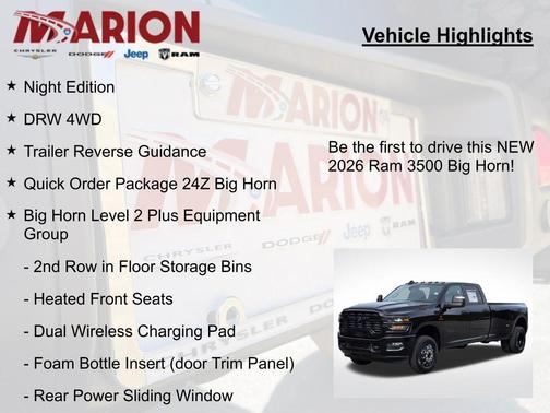 Diamond Black Crystal Pearlcoat 2026 RAM 3500 Big Horn Crew Cab 4x4 8' Box