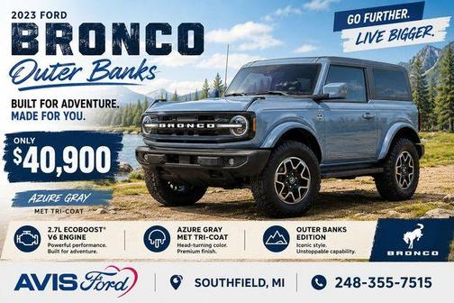 Azure Gray Metallic 2023 Ford Bronco Outer Banks