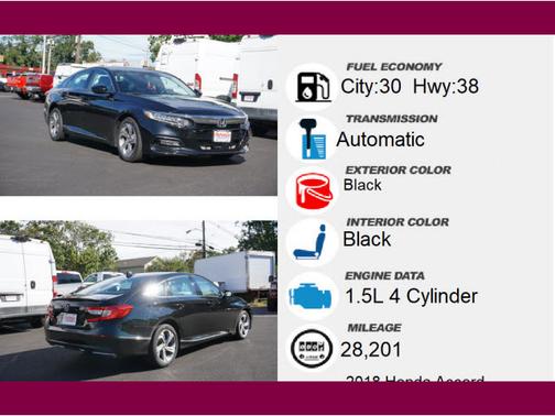 Black 2018 Honda Accord EX-L