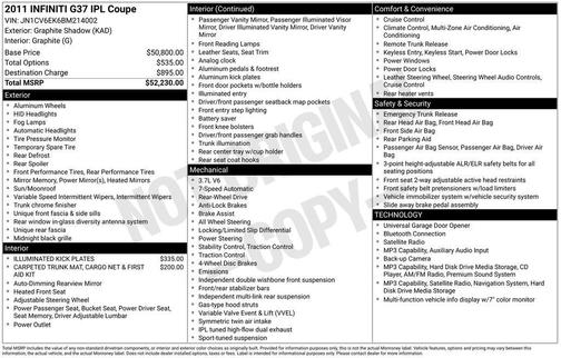 Graphite Shadow 2011 INFINITI G37 IPL