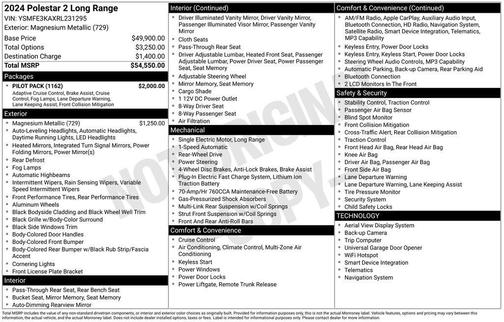 Magnesium Metallic 2024 Polestar 2 Long Range Single Motor