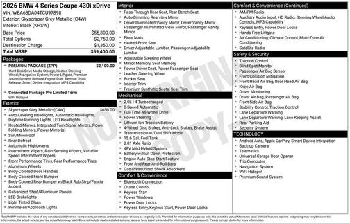 Skyscraper Gray Metallic 2026 BMW 430 i xDrive