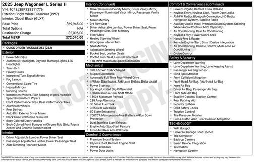 Bright White Clearcoat 2025 Jeep Wagoneer L Series II