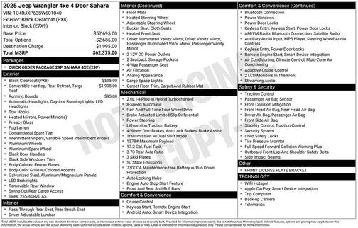 Black Clearcoat 2025 Jeep Wrangler 4xe Sahara