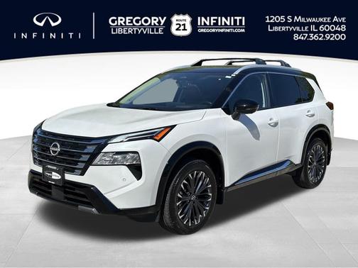White / Black 2025 Nissan Rogue Platinum
