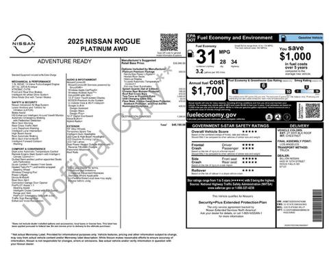 White / Black 2025 Nissan Rogue Platinum
