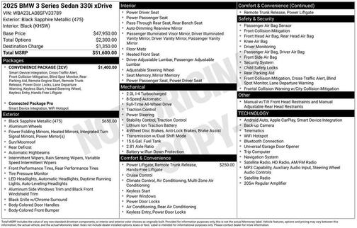 Black Sapphire Metallic 2025 BMW 330 i xDrive