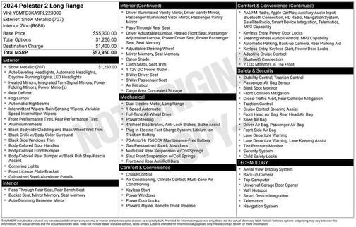 Snow Metallic 2024 Polestar 2 Long Range Dual Motor