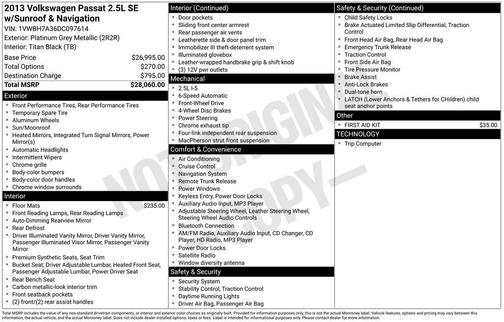 2013 Volkswagen Passat 2.5 SE