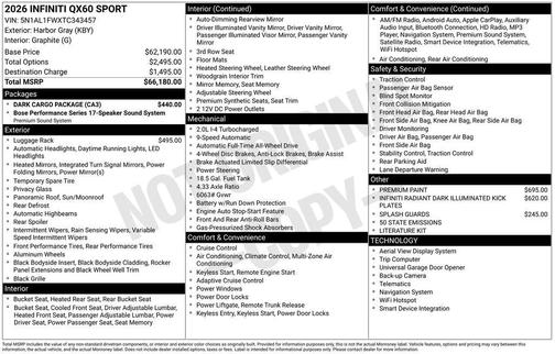 Harbor Gray 2026 INFINITI QX60 SPORT