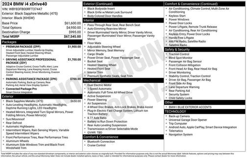 Black Sapphire Metallic 2024 BMW i4 Gran Coupe xDrive40