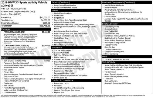 Dark Graphite Metallic 2019 BMW X3 xDrive30i