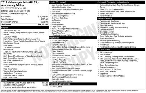Deep Black Pearl Effect 2019 Volkswagen Jetta GLI 2.0T 35th Anniversary Edition