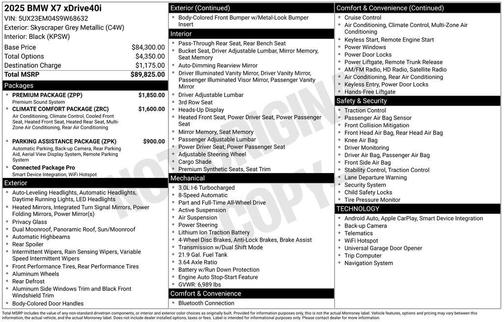 2025 BMW X7 xDrive40i