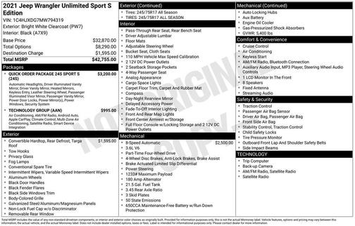 2021 Jeep Wrangler Unlimited Sport