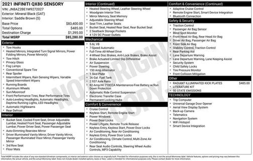 Mineral Black 2021 INFINITI QX80 SENSORY
