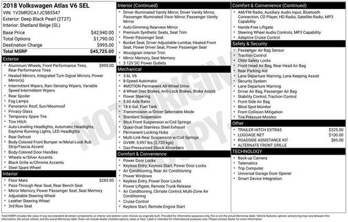 2018 Volkswagen Atlas 3.6L SEL