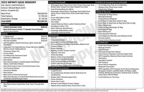Mineral Black 2023 INFINITI QX60 SENSORY