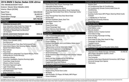 2016 BMW 328 i xDrive SULEV